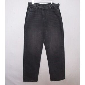 American Eagle Jeans‎ Women Plus 16 L Black Super Hi Rise Baggy Straight Fade